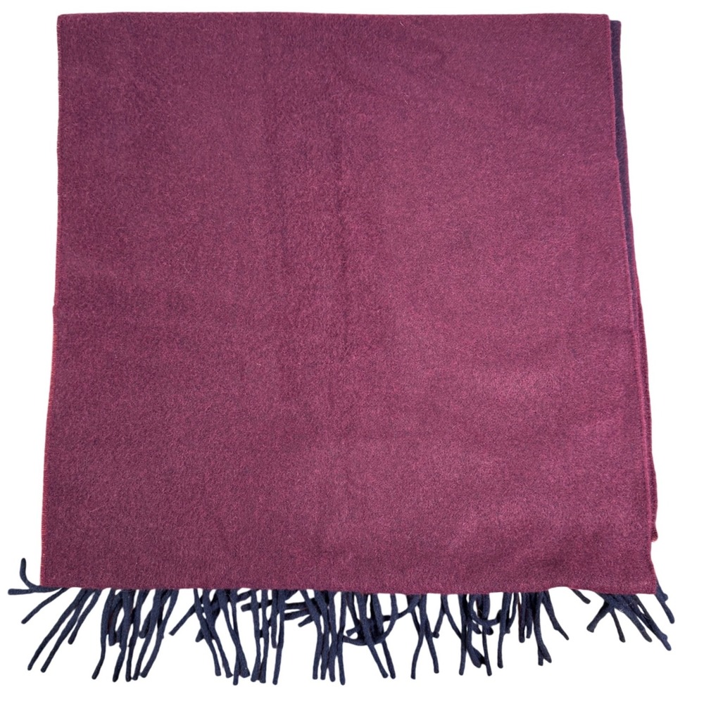 Banana Republic Italian Wool-Cashmere Scarf Burgundy Red Fringe Old Money Unisex - Picture 6 of 10